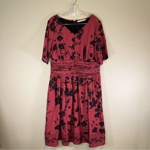 Wayward Fancies Floral Print Crepe Pleat Waist Dress Women Size 1X Dressy Formal